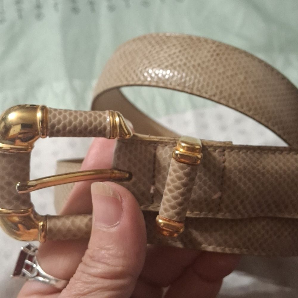 Chic Beige Belt with Gold Buckle